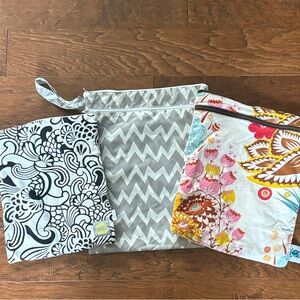 Set of Three Patterned Travel Size Wet Bags